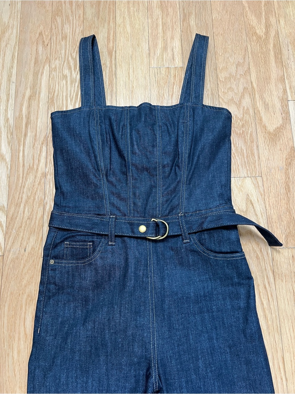 DL1961 Holloway Flare Jumpsuit with Indigo Coated Denim in Size 26 - Picture 6 of 16